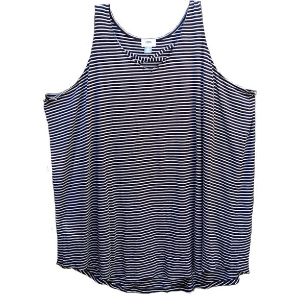 Old Navy Tops - Old Navy Black & White Striped V-Neck Tank Top Criss-Cross Front Size 4X Plus NW